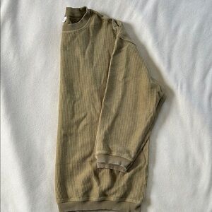 Aerie Olive Green Ribbed Crewneck Sweatshirt